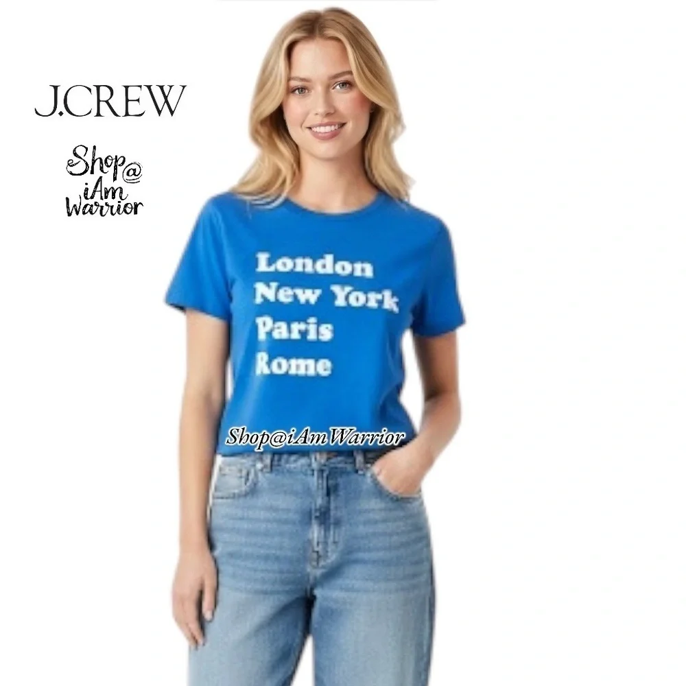 J.Crew cobalt blue cities graphic t-shirt *shop@iamwarrior